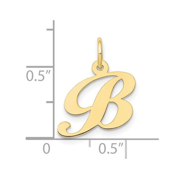 10k Yellow Gold Small Fancy Script Initial B Charm - Picture 3 of 4